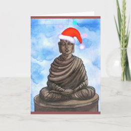 Buddhism - Buddha - Merry Christmas Hat Holiday Card