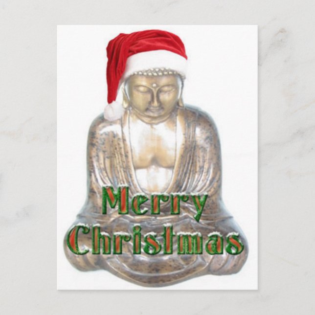 Buddhism - Buddha - Merry Christmas Hat Holiday Postcard (Front)