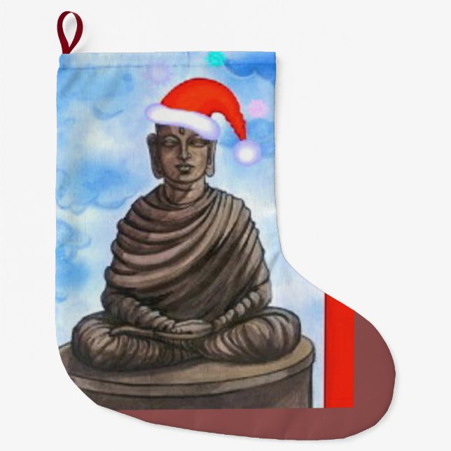 Buddhism - Buddha - Merry Christmas Large Christmas Stocking (Front)