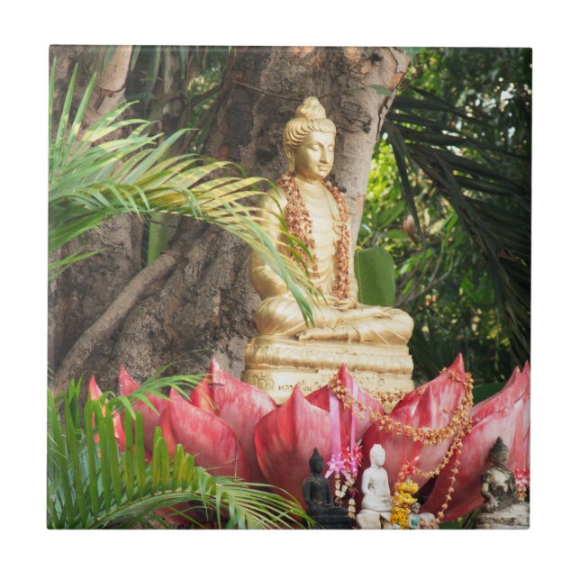 buddhism, buddha, statue, religion, golden, asia, tile (Front)