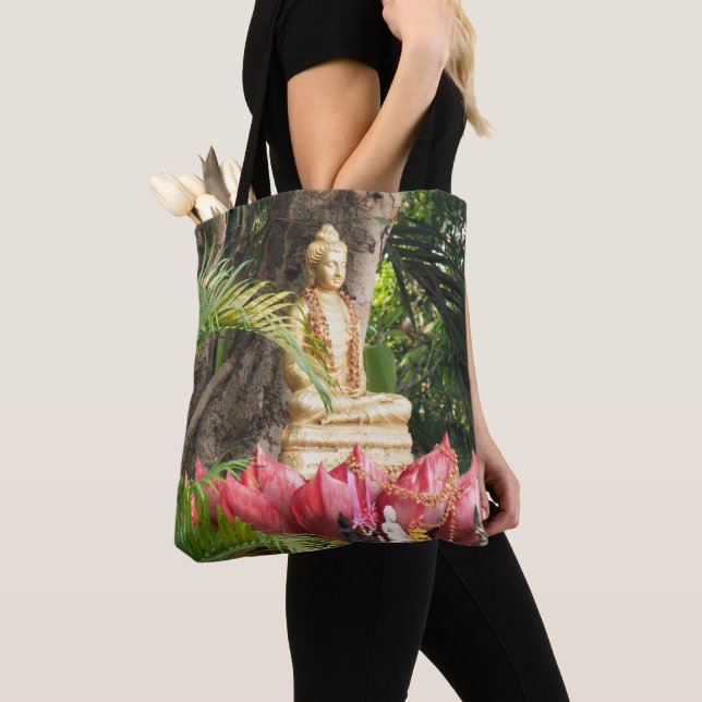 buddhism, buddha, statue, religion, golden, asia, tote bag (Close Up)