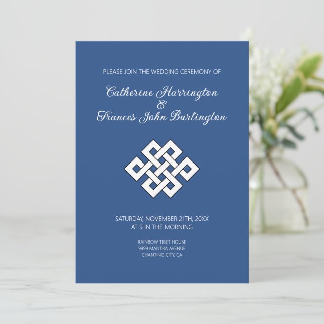 Buddhism Endless Knot Buddhist Wedding Ceremony  Invitation (Standing Front)