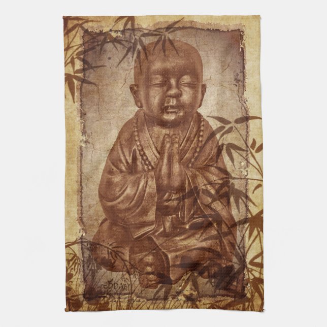 Buddhism Monk Tea Towel (Vertical)
