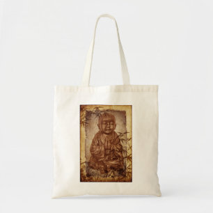 Buddhism Monk - Vintage Bamboo Design Tote Bag