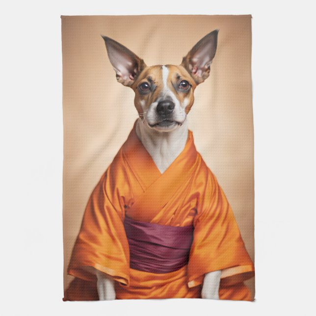Buddhist Brazilian Terrier Tea Towel (Vertical)