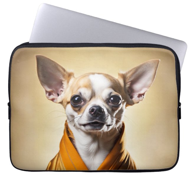 Buddhist Chihuahua Laptop Sleeve (Front)