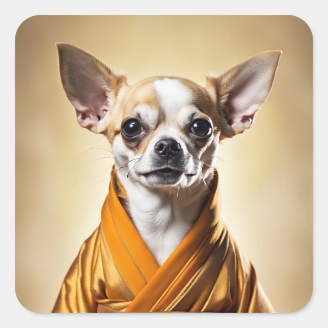 Buddhist Chihuahua Square Sticker (Front)