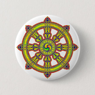 Buddhist Dharma Chakra 6 Cm Round Badge