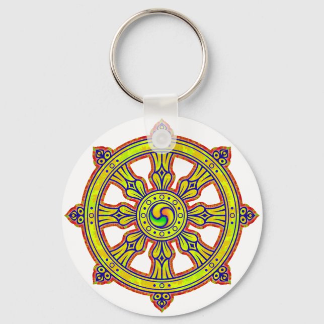 Buddhist Dharma Chakra Key Ring (Front)
