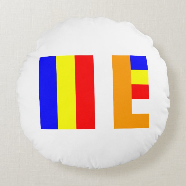 Buddhist Flag Round Cushion (Front)