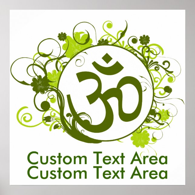 Buddhist Floral Green Om Poster (Front)