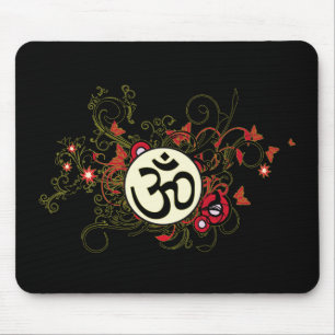 Buddhist Floral Om Mouse Mat