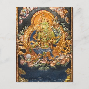 BUDDHIST GODDESS GREEN TARA METALLIC INLAY POSTCARD