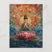 Buddhist Goddess Guanyin Rainbow Portrait Art 