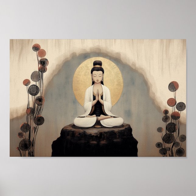 Buddhist Goddess Quan Yin Minimalistic Art Poster (Front)