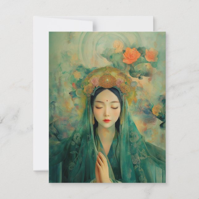 Buddhist Goddess Quan Yin Portrait Painting Art  Invitation (Front)