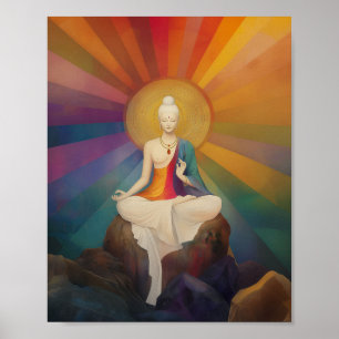 Buddhist Goddess White Tara Rainbow Portrait Art Poster