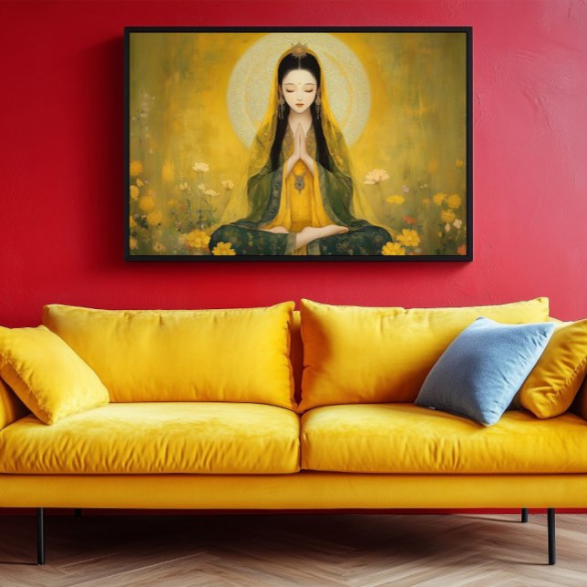 Buddhist Goddess Yellow Tara Golden Portrait Art Poster (Creator Uploaded)