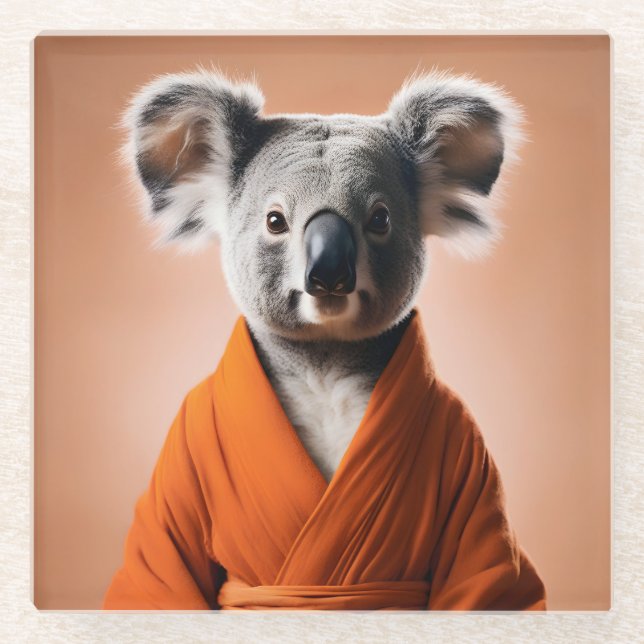 Buddhist Koala Glass Coaster (Front)