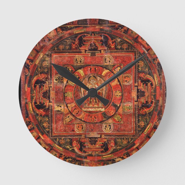 Buddhist Mandala of Compassion Round Clock (Front)