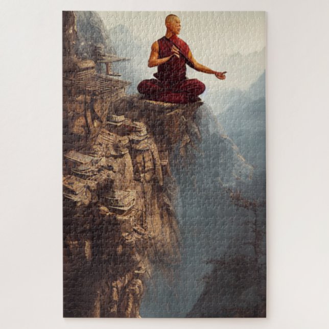 Buddhist Monk Meditating Jigsaw Puzzle (Vertical)