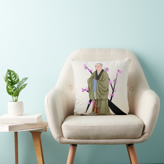 Buddhist Monk Throw Pillow (Chair)
