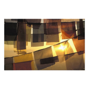 Buddhist prayer flags in the sunset, photo print