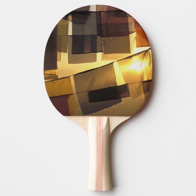 Buddhist prayer flags in the sunset, ping pong paddle (Front)