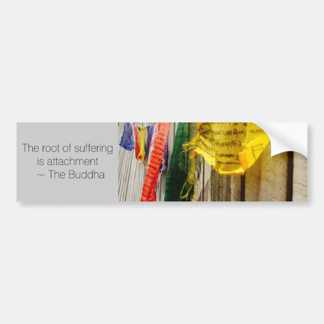 Buddhist Prayer Flags with Quote by the Buddha Bumper Sticker (Front)
