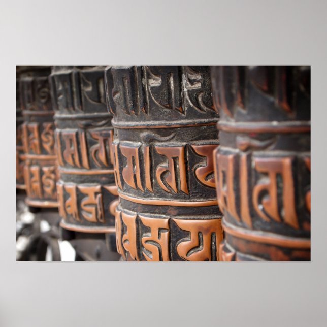 Buddhist prayer wheels poster (Front)