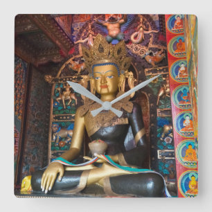 Buddhist Statue in Litang Monastery Square Wall Clock