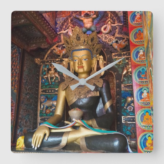 Buddhist Statue in Litang Monastery Square Wall Clock (Front)