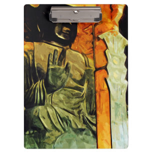 Buddhist Statue in Temple Abstract Impressionism Clipboard