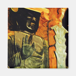 Buddhist Statue in Temple Abstract Impressionism Magnet
