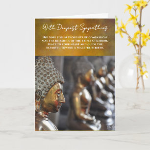 Buddhist Sympathy Card with Golden Buddha Statues
