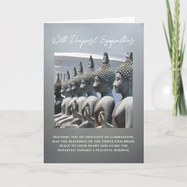 Buddhist Sympathy Card with Peaceful Buddha Statue (Front)