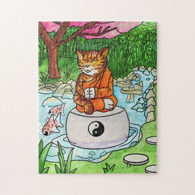 Buddhist Tabby Meditation Cat Jigsaw Puzzle (Vertical)