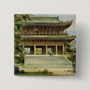 Buddhist temple at Kyoto, Japan 15 Cm Square Badge