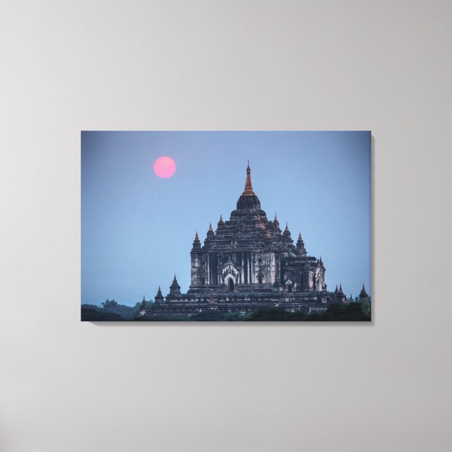 Buddhist Temple At Sunset Canvas Print (Front)