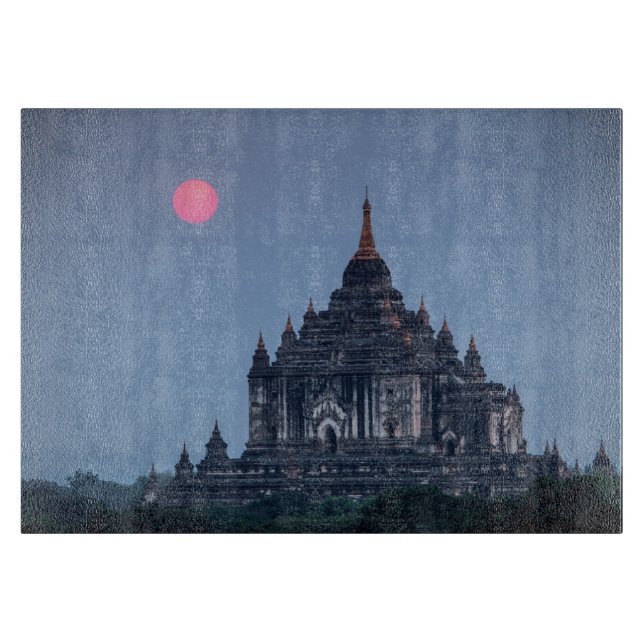 Buddhist Temple At Sunset Cutting Board (Front)