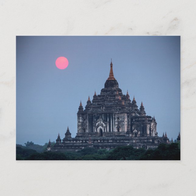 Buddhist Temple At Sunset Postcard (Front)