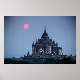 Buddhist Temple At Sunset Poster