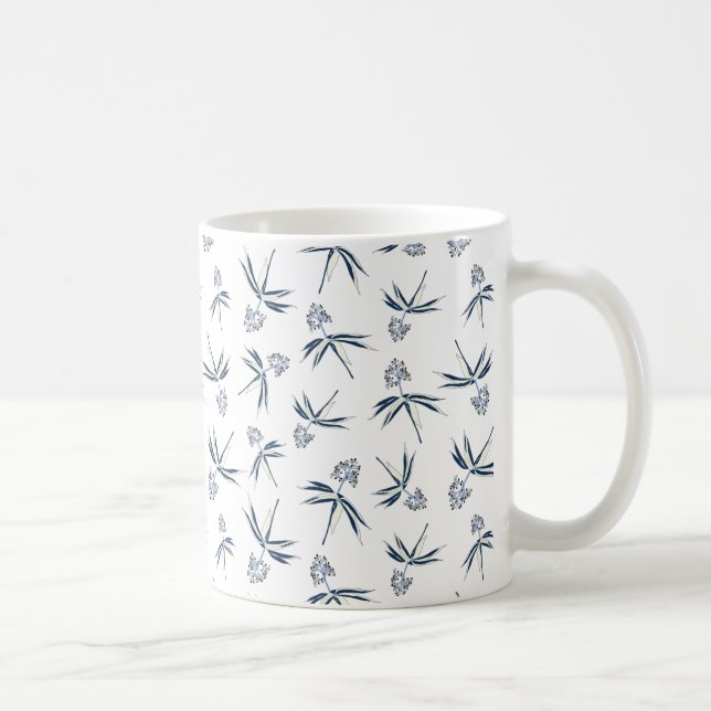 Budding Blue Branches on cream - seamless pattern. Coffee Mug (Right)