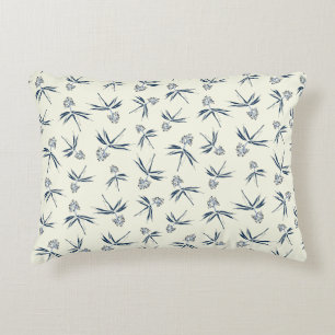 Budding Blue Branches on cream - seamless pattern. Decorative Cushion