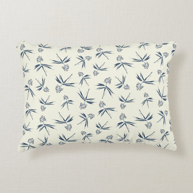 Budding Blue Branches on cream - seamless pattern. Decorative Cushion (Front)