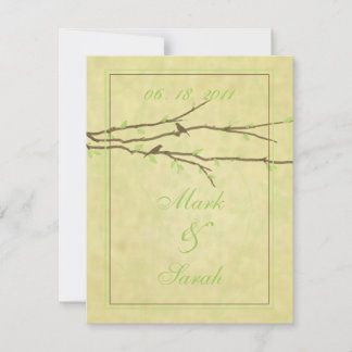 Budding Branches with Birds Vintage I RSVP Card