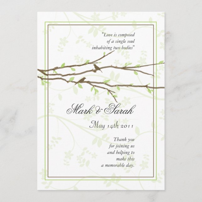 Budding Branches with Love Birds Program Programme (Front)