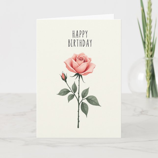 Budding Flower Birthday Card (Front)