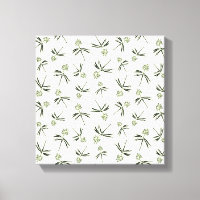 Budding Green Branches on cream - seamless pattern