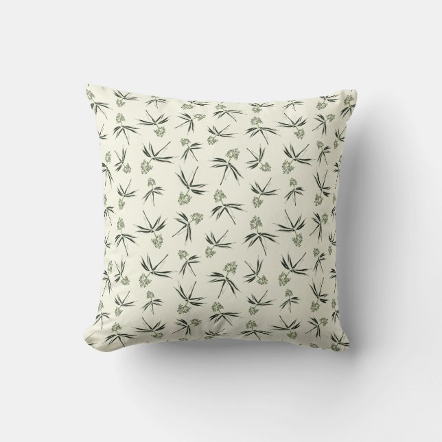 Budding Green Branches on cream - seamless pattern Cushion (Front)